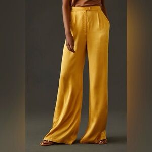 Corey Lynn Calter Elegant Gold Women's Wide-Leg Pants Small